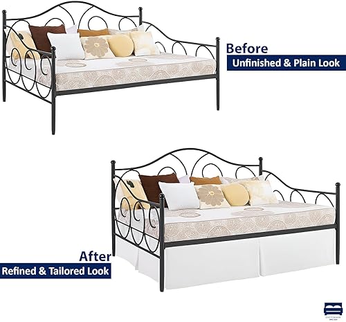 Miniatura 5 de Faldas plisadas para sofá cama, tamaño individual, esquinas divididas para camas de día, cobertura de tres lados, ajuste fácil, fabricadas con