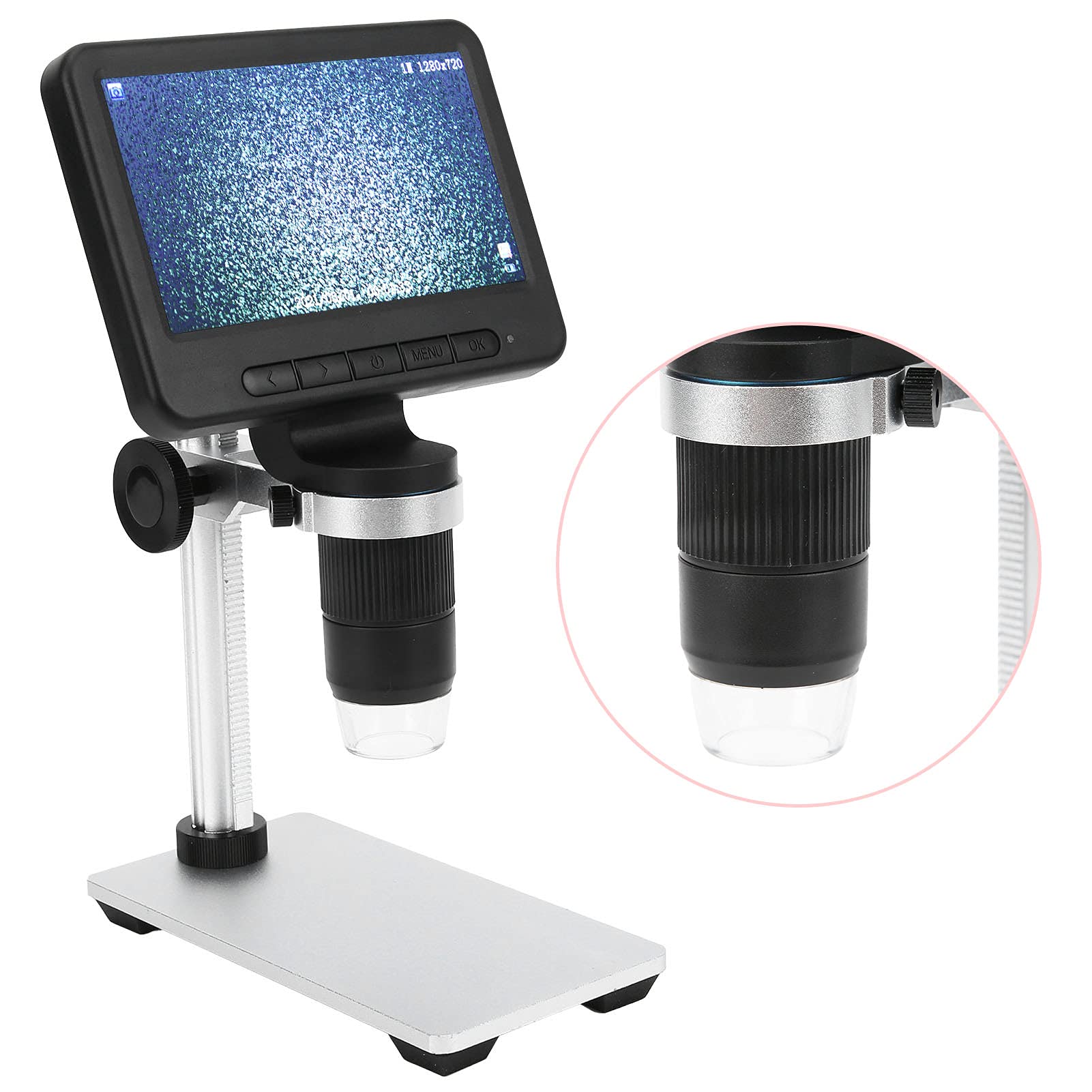 Cocoarm Digitales Mikroskop, ABS-USB-Mikroskop 1080P HD 500 x 1000 mit 8 LEDs, Manuellem Fokus für die PCB-Inspektion, Telefonreparatur, Haut-Kopfhautprüfung auf -iOS-Tablet-Benutzern