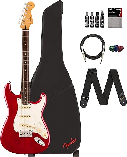 Miniatura 19 de Fender Player II Stratocaster - Paquete Rojo Coral con Funda, Correa, Cable, Paquete de 3 Púas y Kit de Limpieza de Guitarra CORAL ROJO,Cereza (Aged
