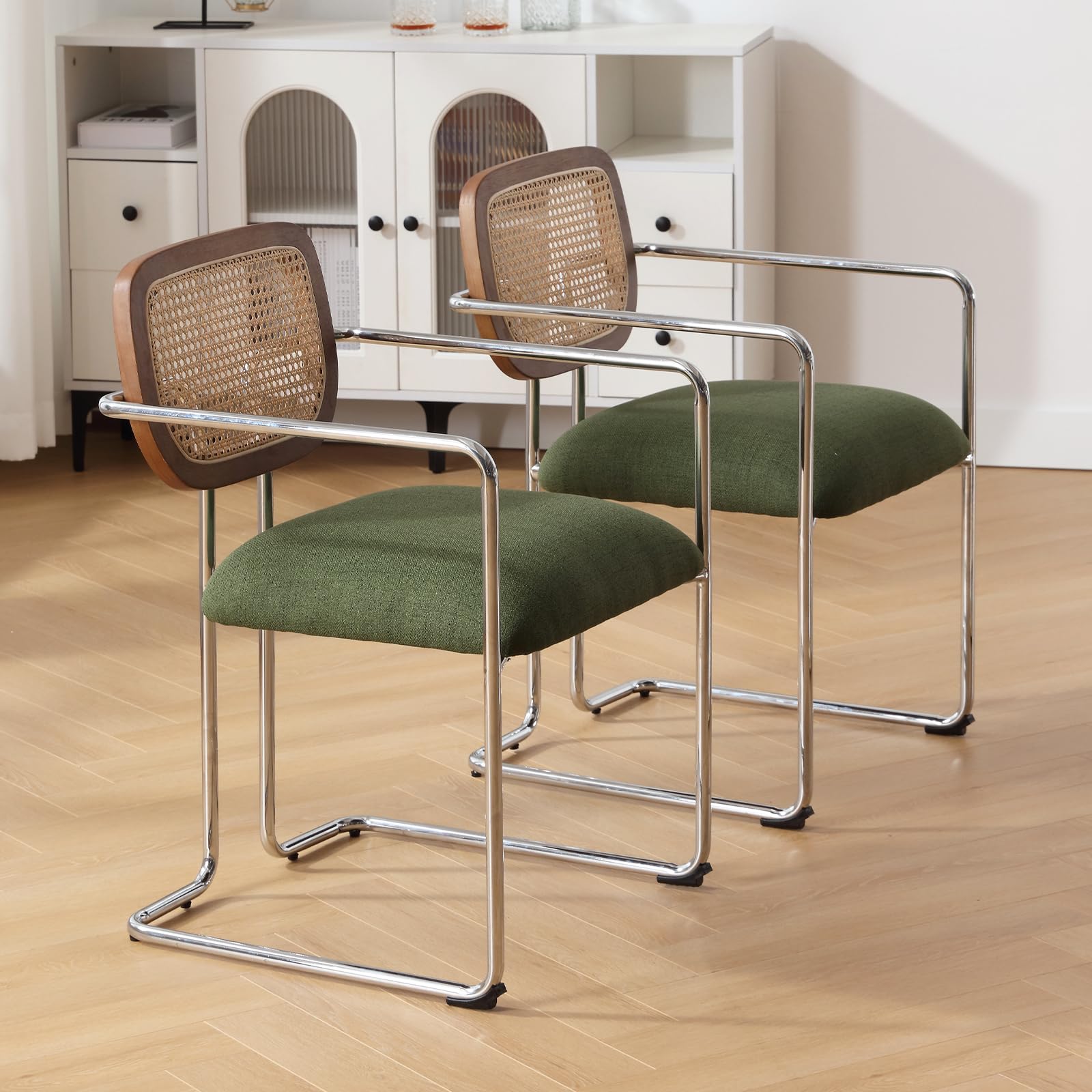 chairus Set di 2 Sedie da Pranzo Sedie da Cucina in Tessuto di Lino, Verde | sedie sala da pranzo sedie da cucina moderne sedie imbottite per pranzo