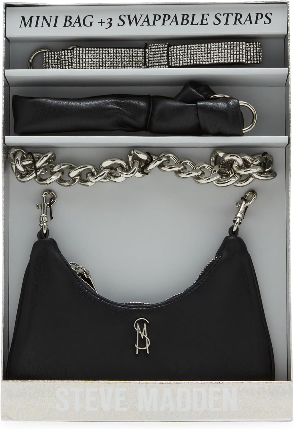 Steve Madden CHRIS Shoulder Bag with Swappable Straps Gift Set