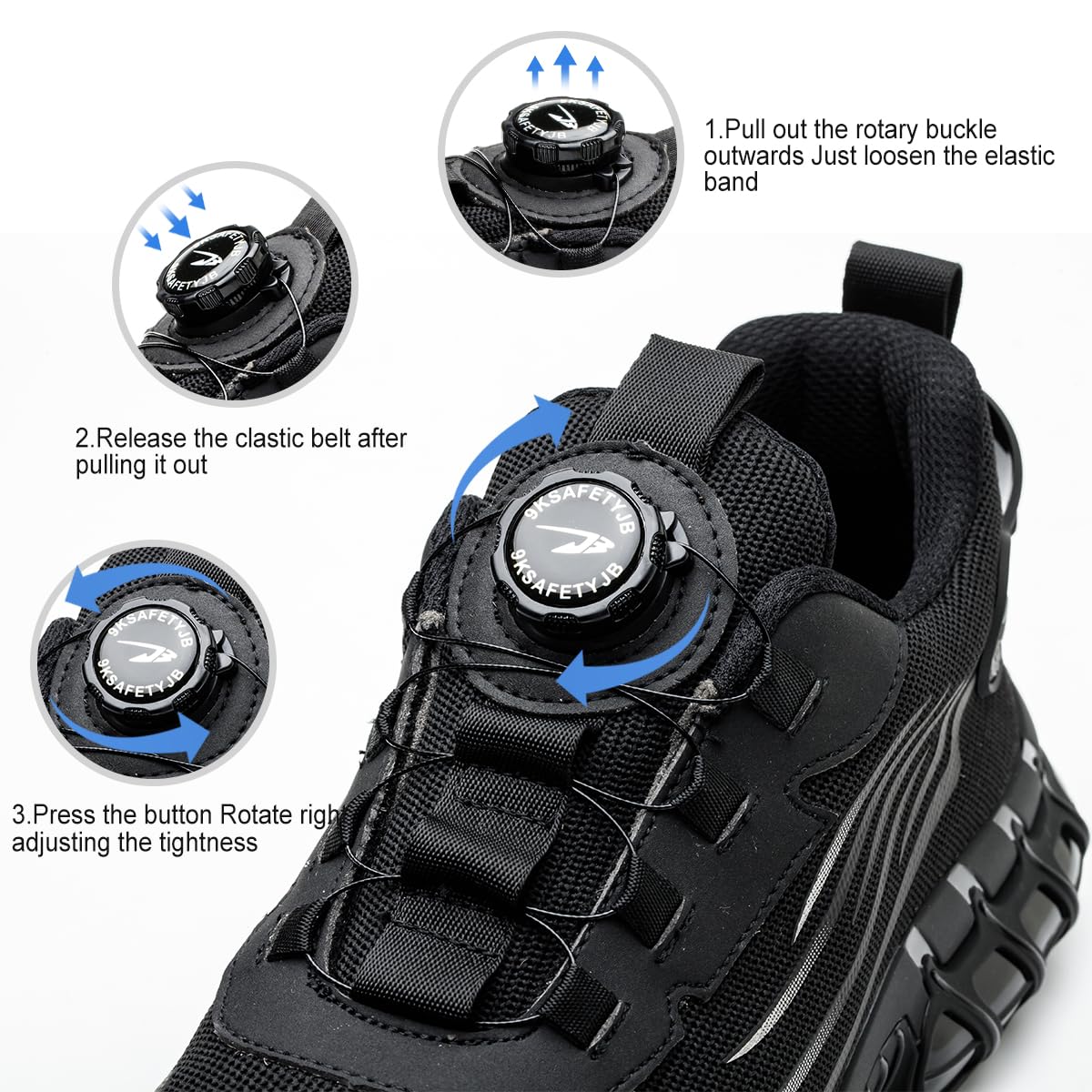 Zapatos de Seguridad para Hombre Mujer Ligero Zapatillas de Seguridad Comodo Zapatos de Trabajo con Punteras de Acero Transpirable Antideslizantes 38-46 EU