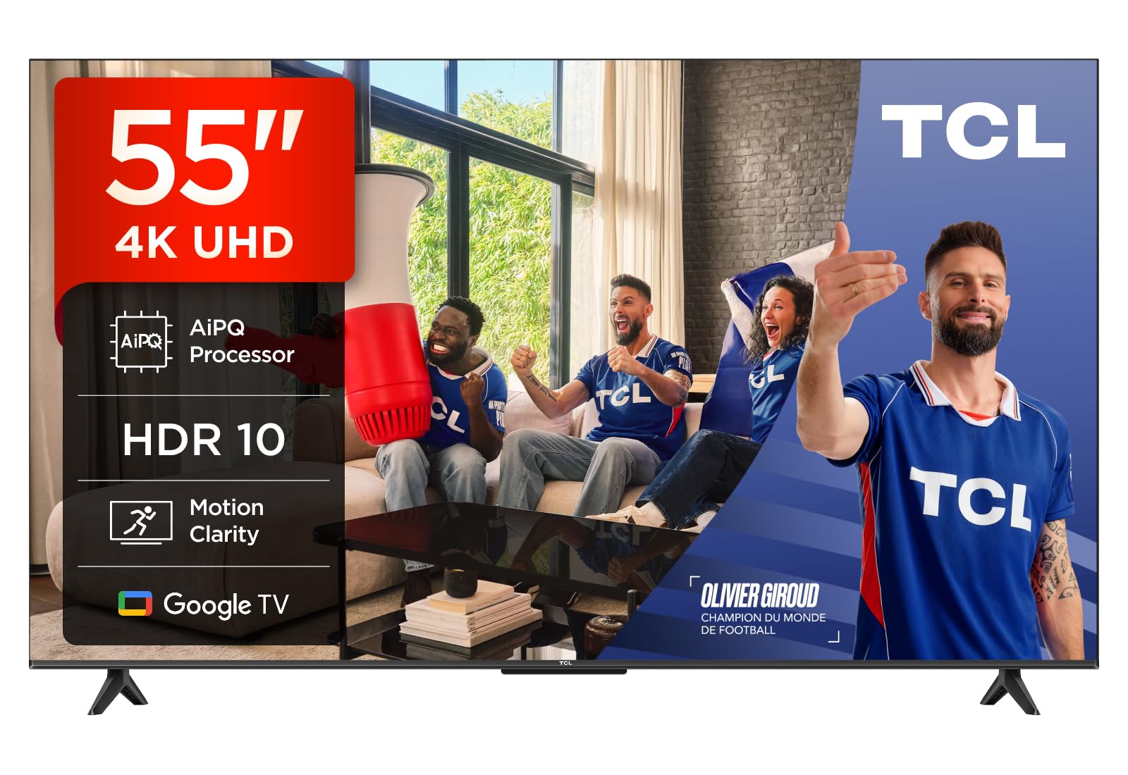 TCL 55V6C LED Direct Smart TV 55", HDR 4K, avec Technologie Google TV (Dolby Audio, Motion Clarity, Compatible avec Google Assistant et Alexa)