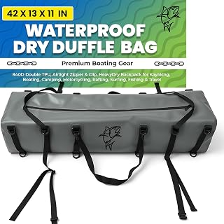Extra Large Waterproof Duffel Bag - Heavy Duty Fishing Gear Bag - Outdoor Travel, Camping, Kayaking, Gym Bag with Reinforced Straps & Anti-Slip Base (42"Lx 13"W x 11"H)