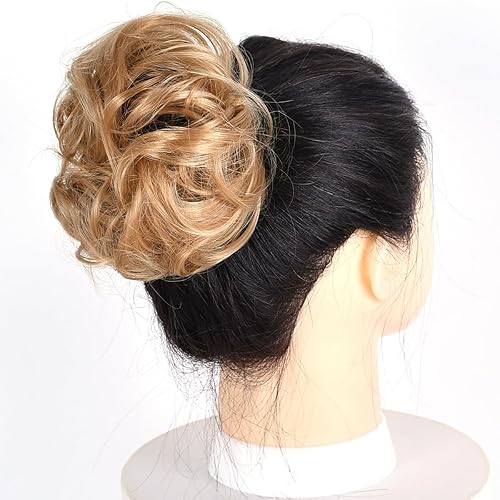 Miniatura 3 de jeedou Extensiones de cabello desordenado, moño ondulado, con cola de caballo, extensiones de cabello grueso hacia arriba, cuerda elástica, banda de