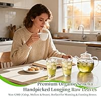 Vista 6 de ZenVerdant Té verde Sencha orgánico USDA, 12 onzas Hoja suelta bien infundida de dragón Rico en antioxidantes