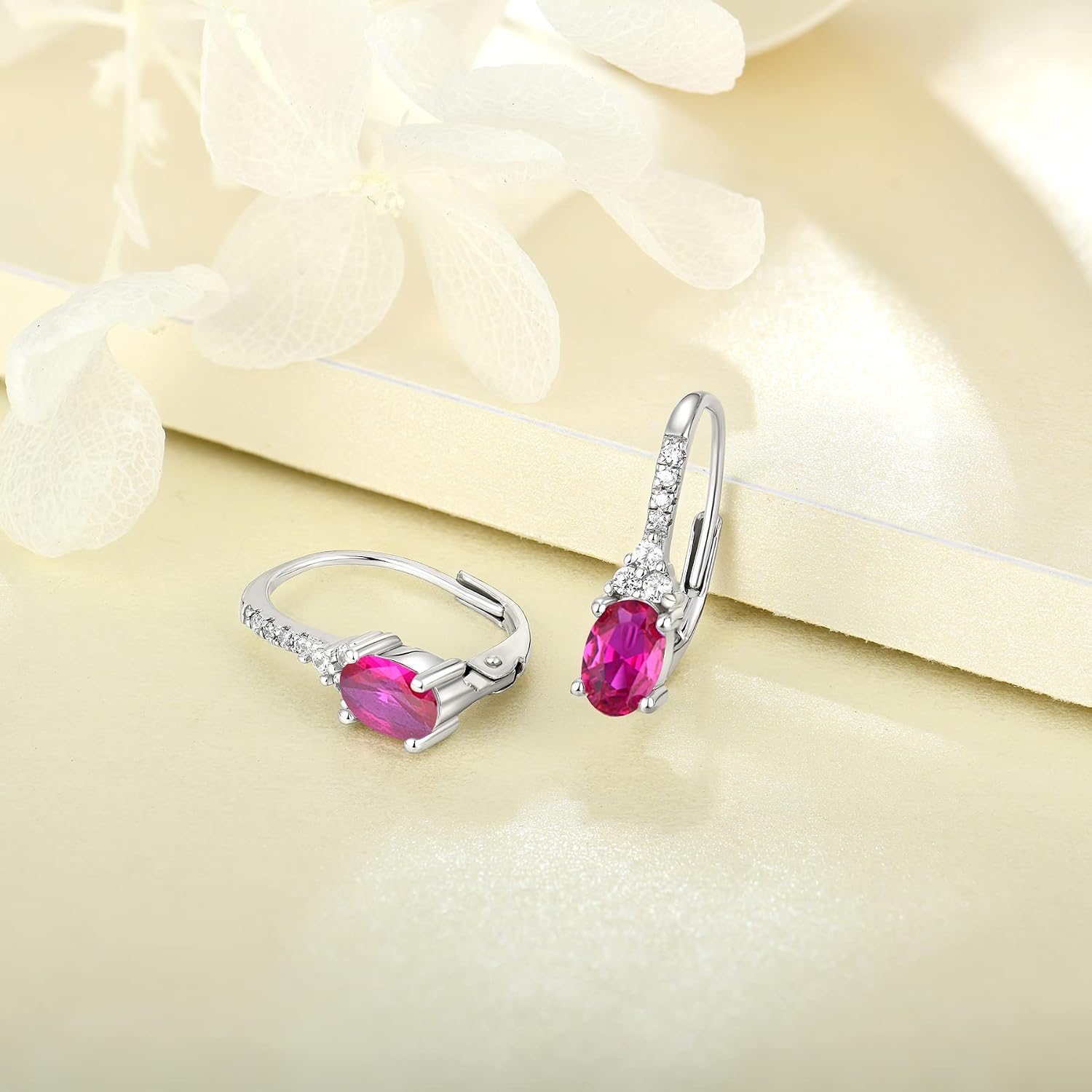 JO WISDOM Women Earrings,925 Sterling Silver Leverback Dangle Earrings with Oval Cut 5A Cubic Zirconia