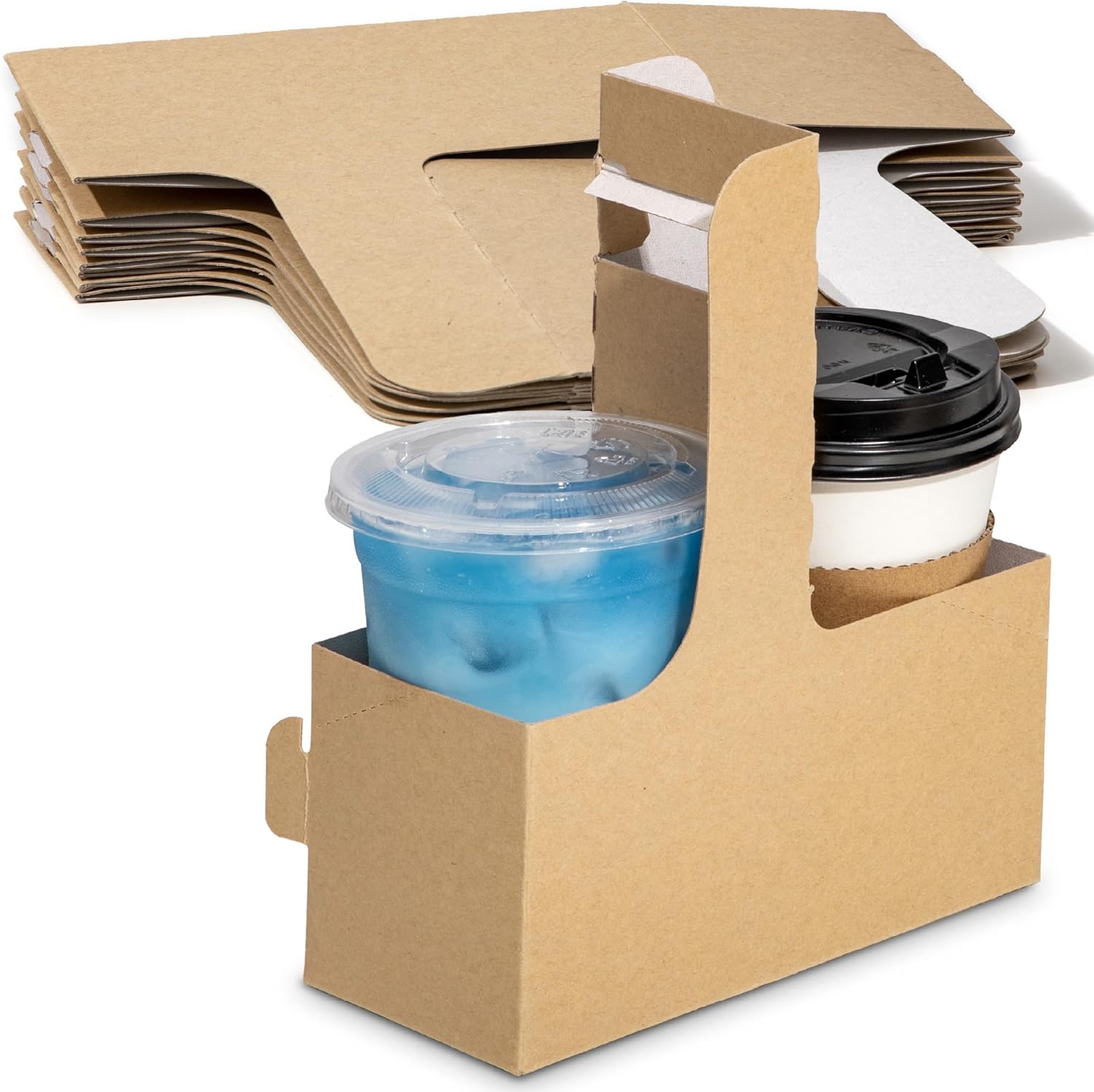 2 Cup Disposable Drink Carrier with Handle