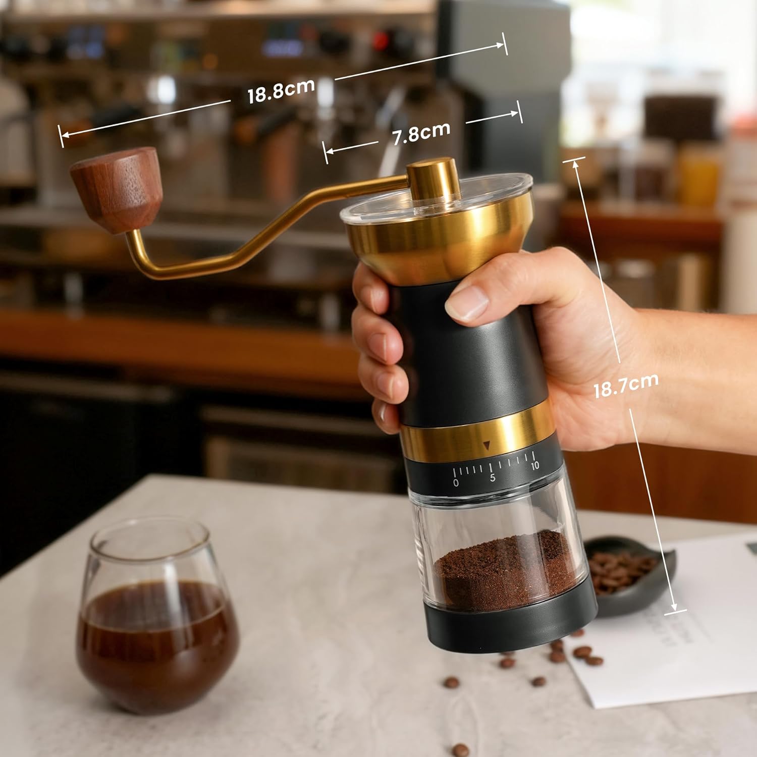 VEVOK CHEF 10 Adjustable Coffee Grinder with 200PCS #2 Cone Coffee Filters Bundle, Stainless Steel Conical Burr Portable Hand Coffee Mill & Unbleached Natural Paper Filters for Home Camping