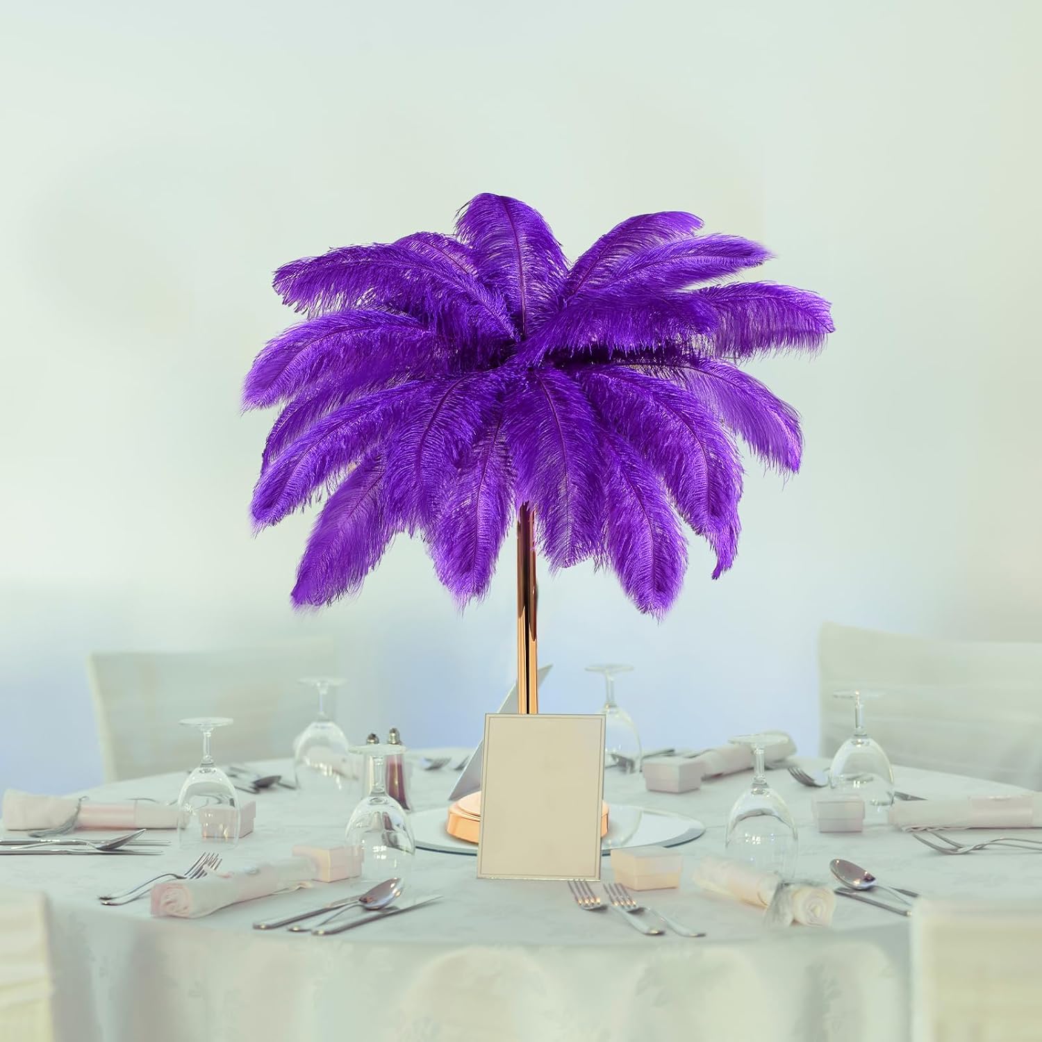 XunYee 100 Pcs Large Natural Ostrich Feathers Plumes Bulk for Centerpiece 16-18 Inch (40-45 Cm) Feathers for DIY Crafts Christmas Wedding Masquerade Party Decorations(Purple)