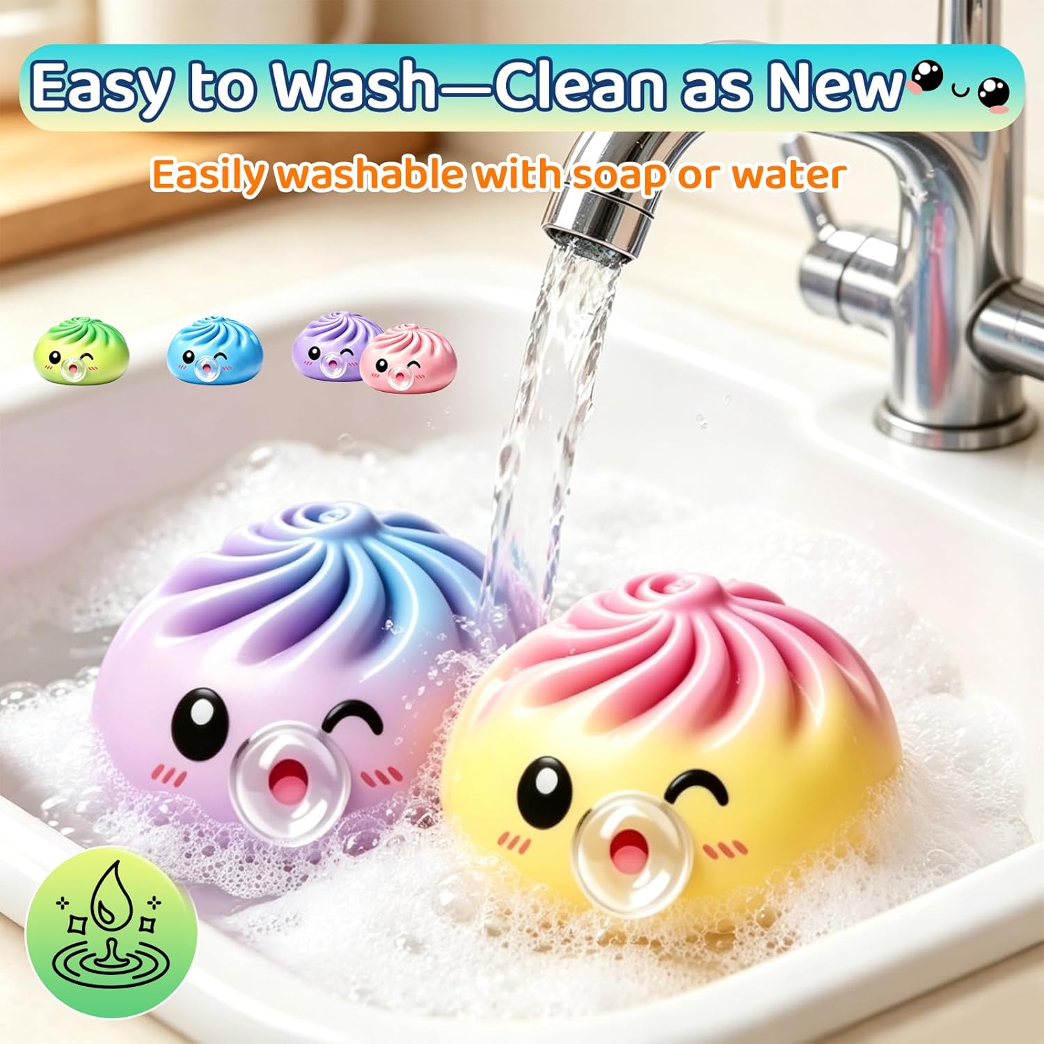 2026 Upgrade Blow Bubble Squishy, Dumpling Squishy Blowing a Bubble, Soft Stress Relief Fidget Toy, Mystery Dumpling Sensory Balls, Cute Desk & Birthday Gift