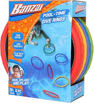 Banzai Spring & Summer Toys Pool Time Dive Rings 6-Pack
