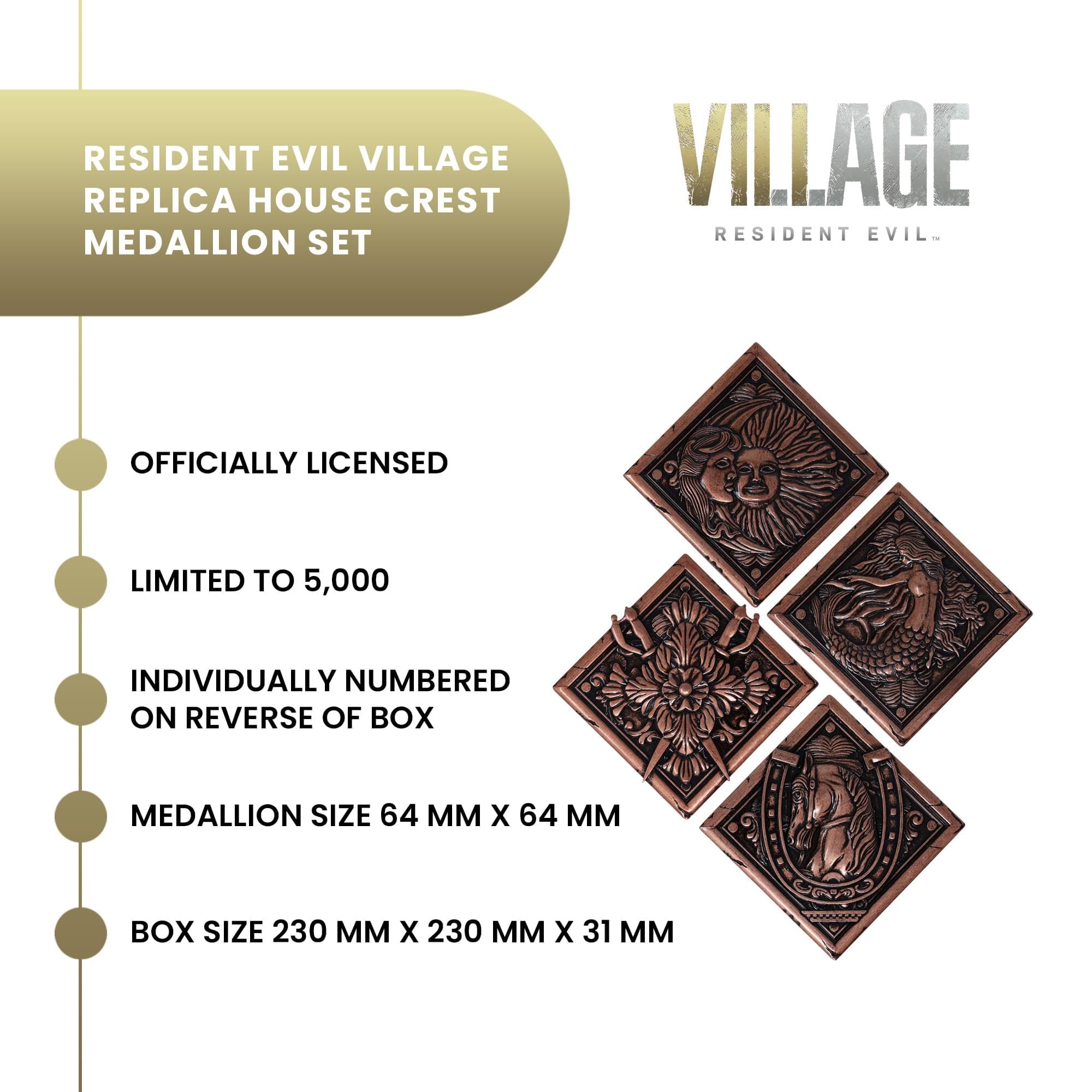 FANATTIK Resident Evil VIII - Villaggio Replica Casa Crest Medallion Collezione, Misura Unica, Plastica, Nessuna Pietra preziosa