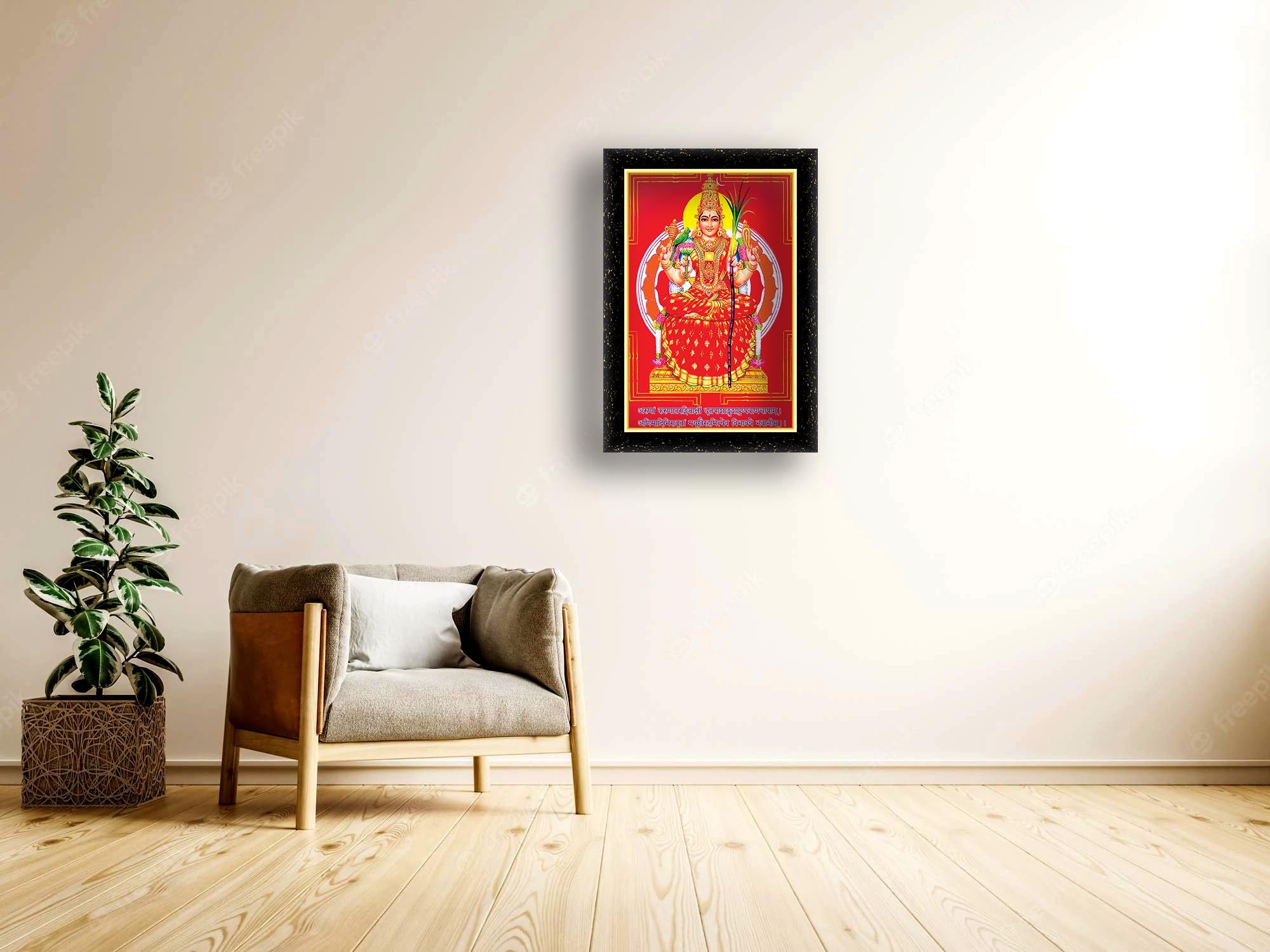 MAA KAMAKSHI DEVI @ Laminated photo frame for wall, living room, gifts Painting (Wood Base and Front Laminated) (12X8 INCH) (SET OF 2) 1