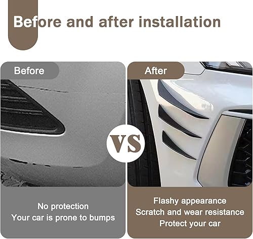 Miniatura 5 de Hawyet Juego de 6 alerones modificados para parachoques delantero de automóvil, PVC suave anticolisión, accesorios de protección de parachoques