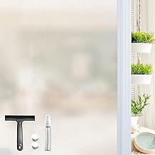Qualsen Frosted Opaque Non-Adhesive Adhesive Vinyl Privacy Window Anti UV Decorative Glass Vinyl for Doors Glass Bathroom Kitchen 30 x 200 cm