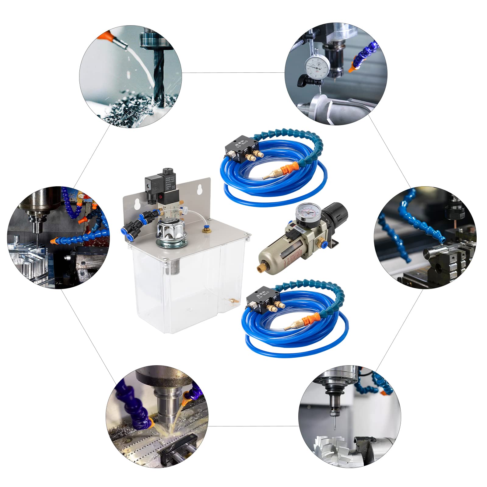 CNC Kühlmittel Sprühsystem, 220V 3L Tank 4m Schlauch Nebel Kühlsystem für Drehmaschine und Bohrmaschine