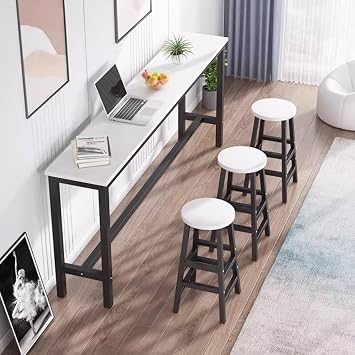 Narrow Bar Table, Bar Table Narrow, Solid Wood Long Bar Counter Table With Metal Legs, High Top Bar Table, Modern Bistro Console Table, Industrial Bar Counter Table For Bar Pub-Table Only