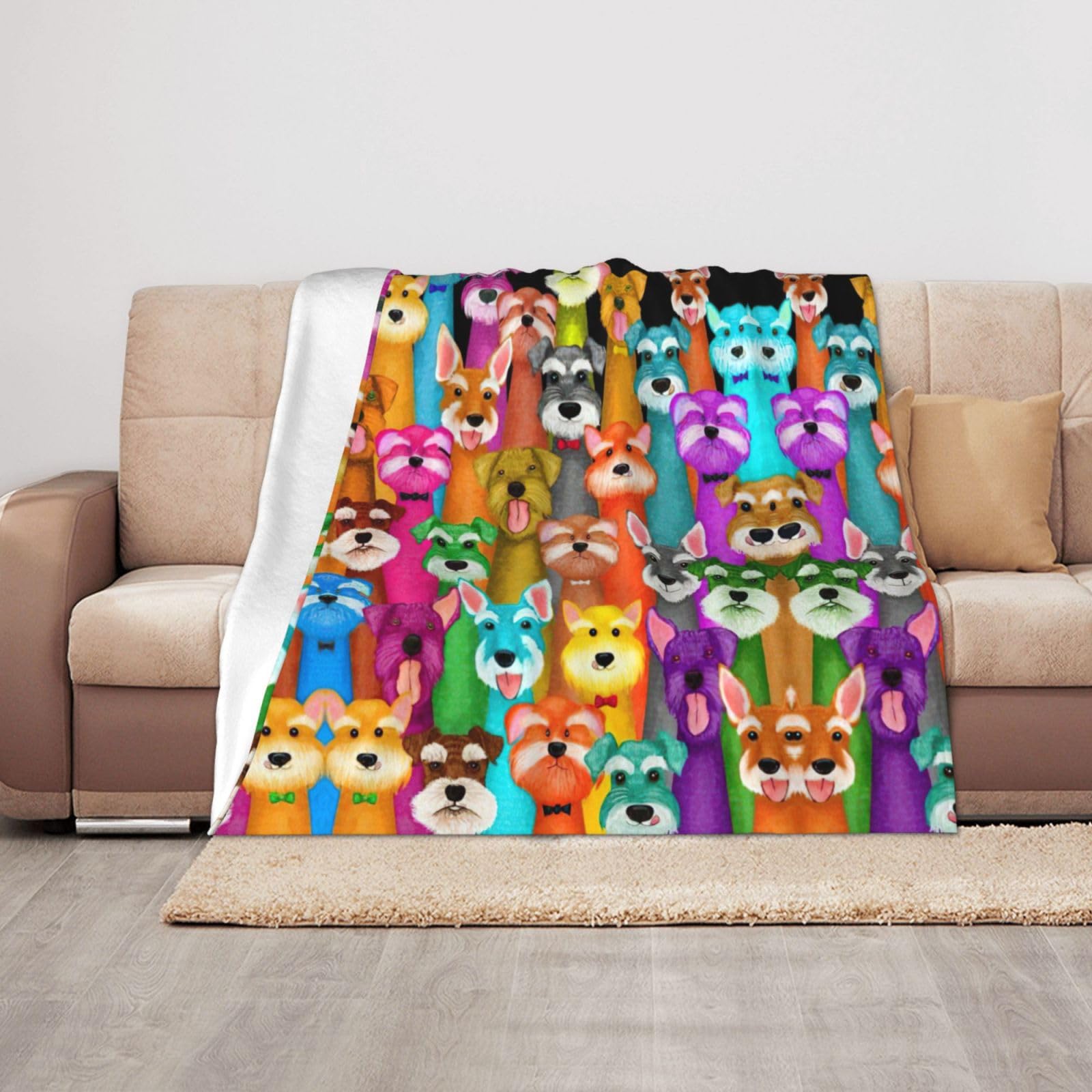Couverture douce pour voyage contre le froid plaid schnauzer léger pour passager frileux