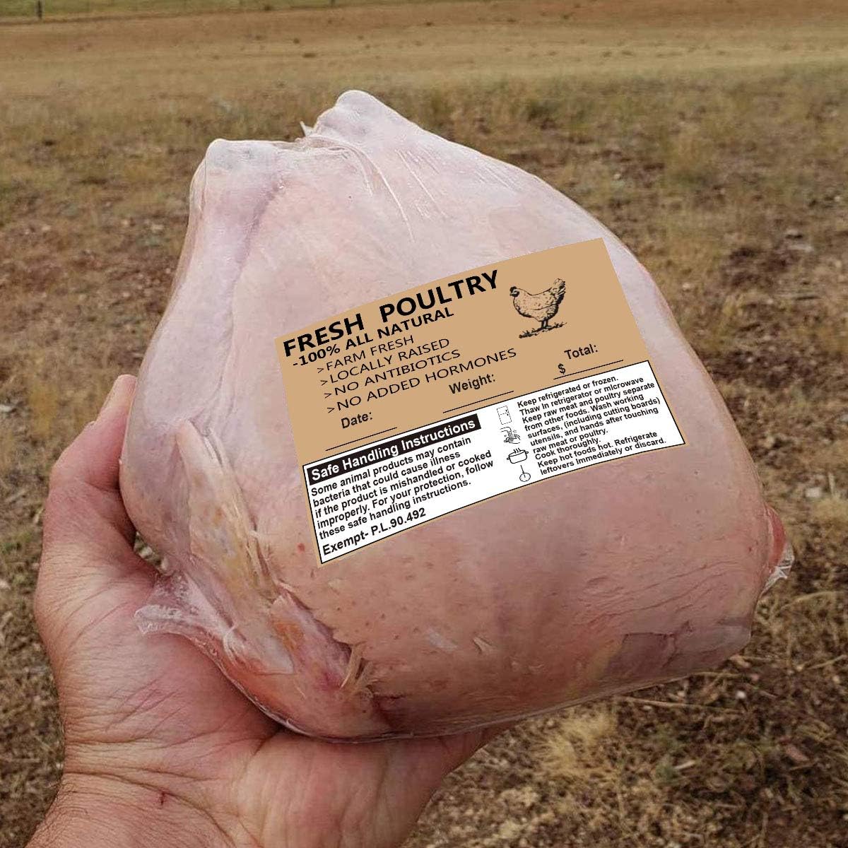 Remarkable Poultry Freezer Labels,2.5inchx4inch with Safe Handling Instructions Exemption-P.L. 90-492 (100Pcs ) image 3