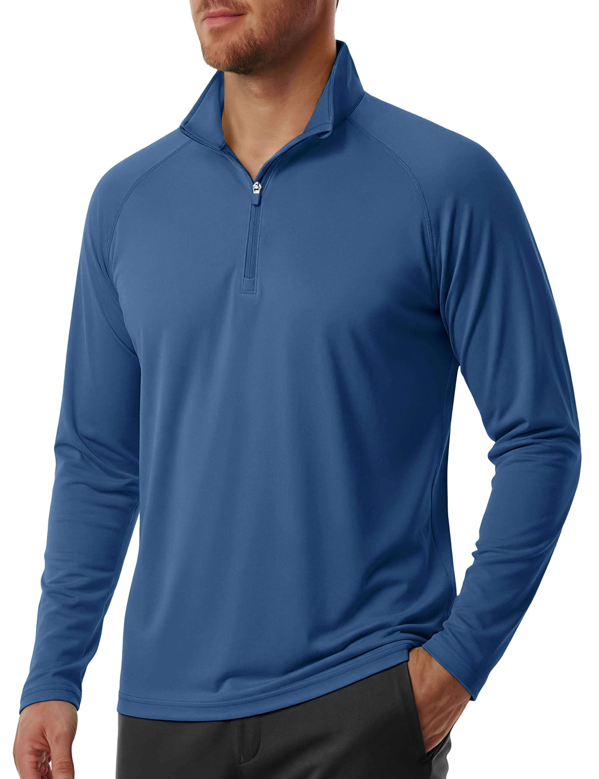 MAGCOMSEN Men's Long Sleeve Sun Shirts UPF 50+ Tees 1/4 Zip Up Fishing Running Rash Guard T-Shirts Outdoor Shirt
