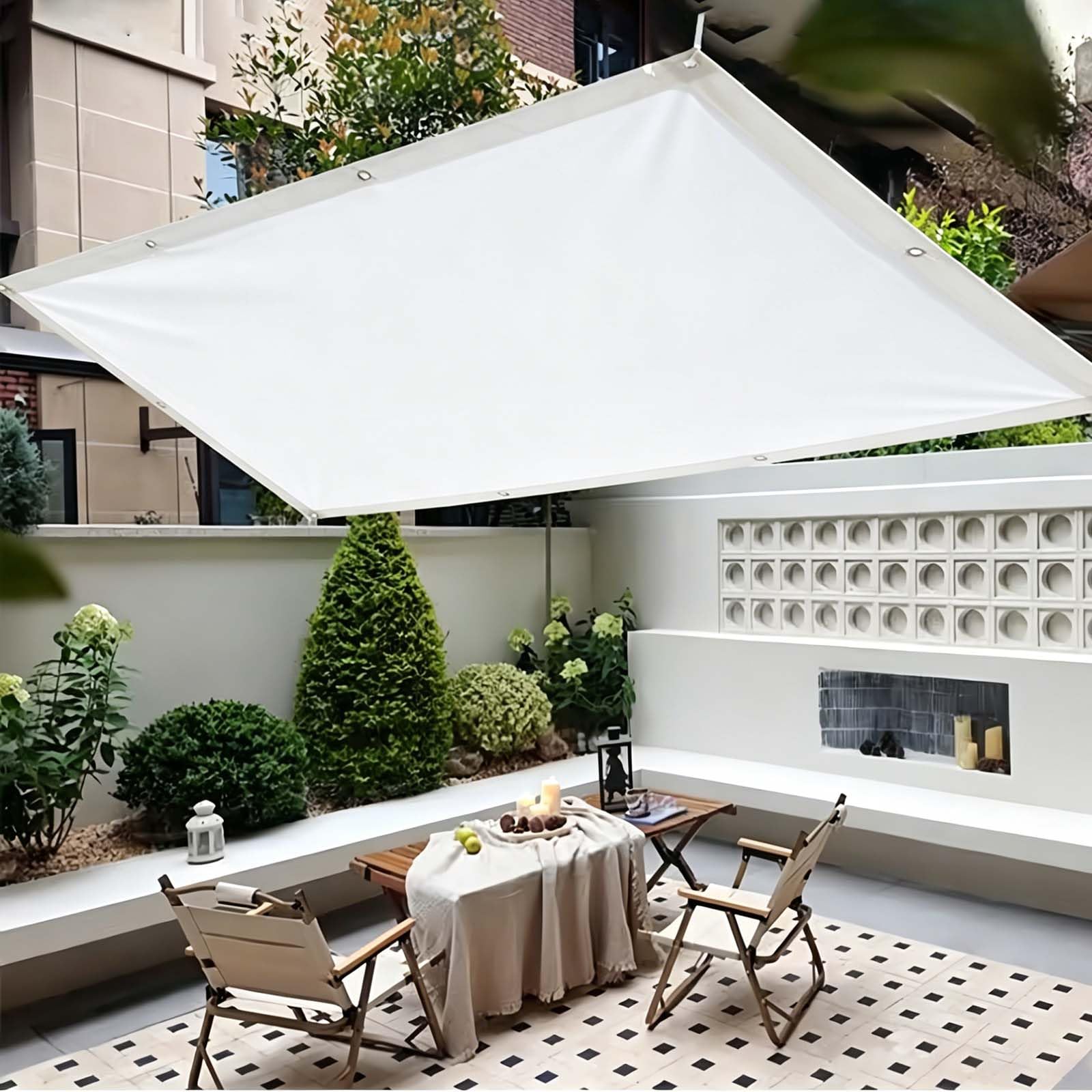 Voile d'ombrage résistant à la pluie 330x500 cm blanc anti-UV 98%