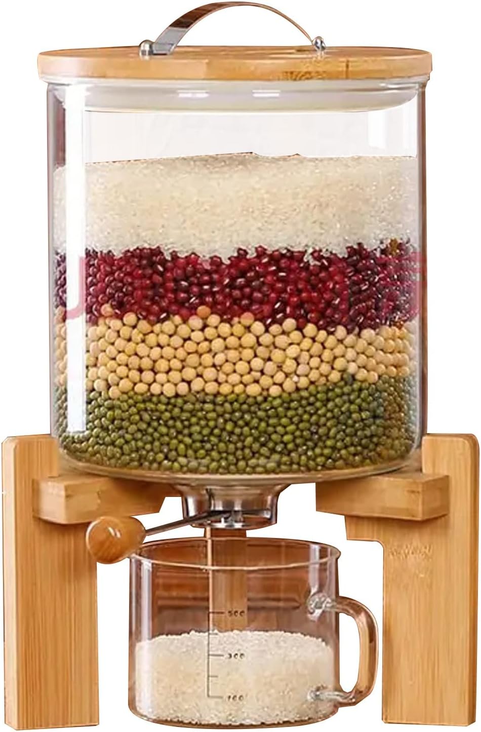 5L/8L Glass Countertop Rice Dispenser, Rice Storage Container with Airtight Lid and Glass Measuring Cup for Kitchen Dining Organization and Pantry Store(Color:5L)