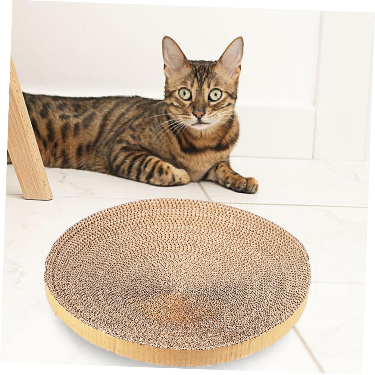 3 Stück-Pack Runde Katzenkratzbretter Ersatz aus Wellpappe, Khaki