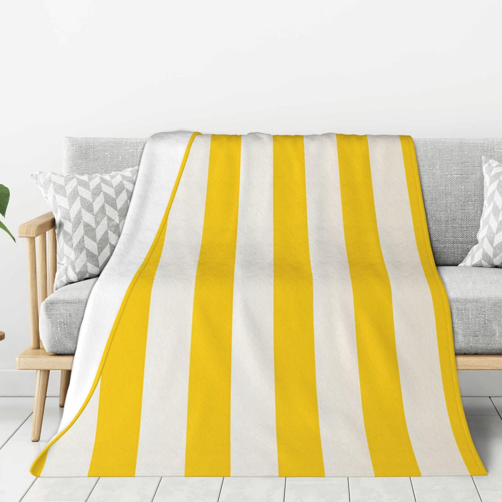 Couverture polaire en flanelle jaune citron lit et canapé 152x127 cm