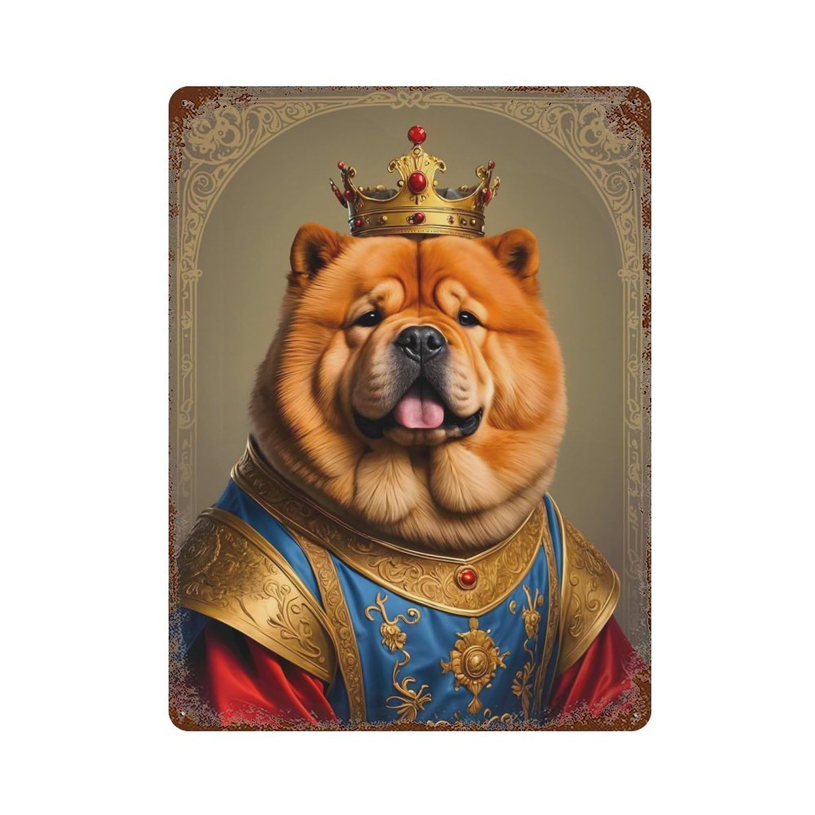 Chow Chow Dog King Vintage Metal Tin Sign 15.7"x11.8", Farmhouse Wall Decor for Living Room, Hallway And Home Decor