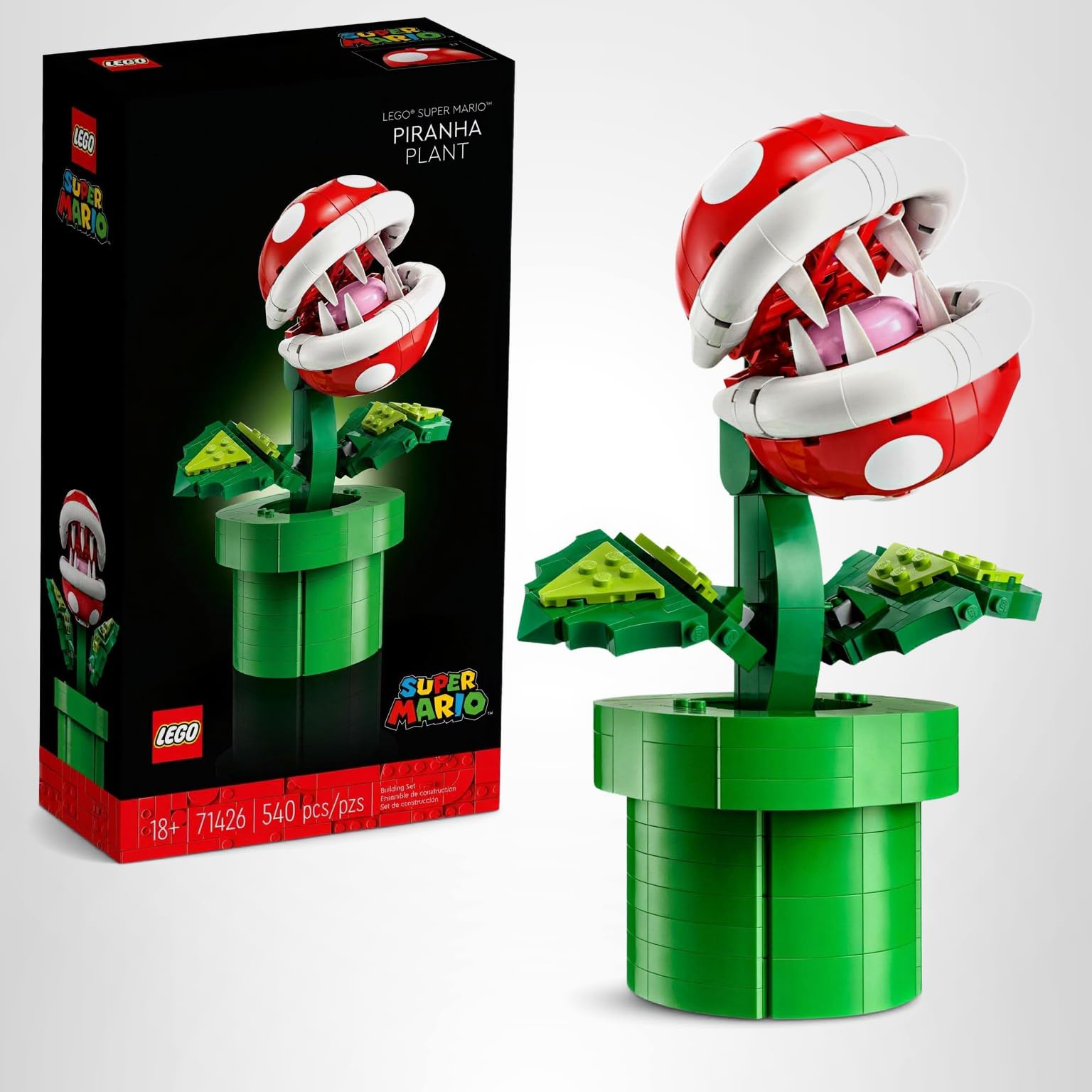 LEGO Super Mario Piranha Plant Building Sets for Adults - Mario Collectible for Men & Women, Ages 18+ Years - Gift for Birthdays - Bedroom, Home Office, or Book Shelf Decor - 71426: Green