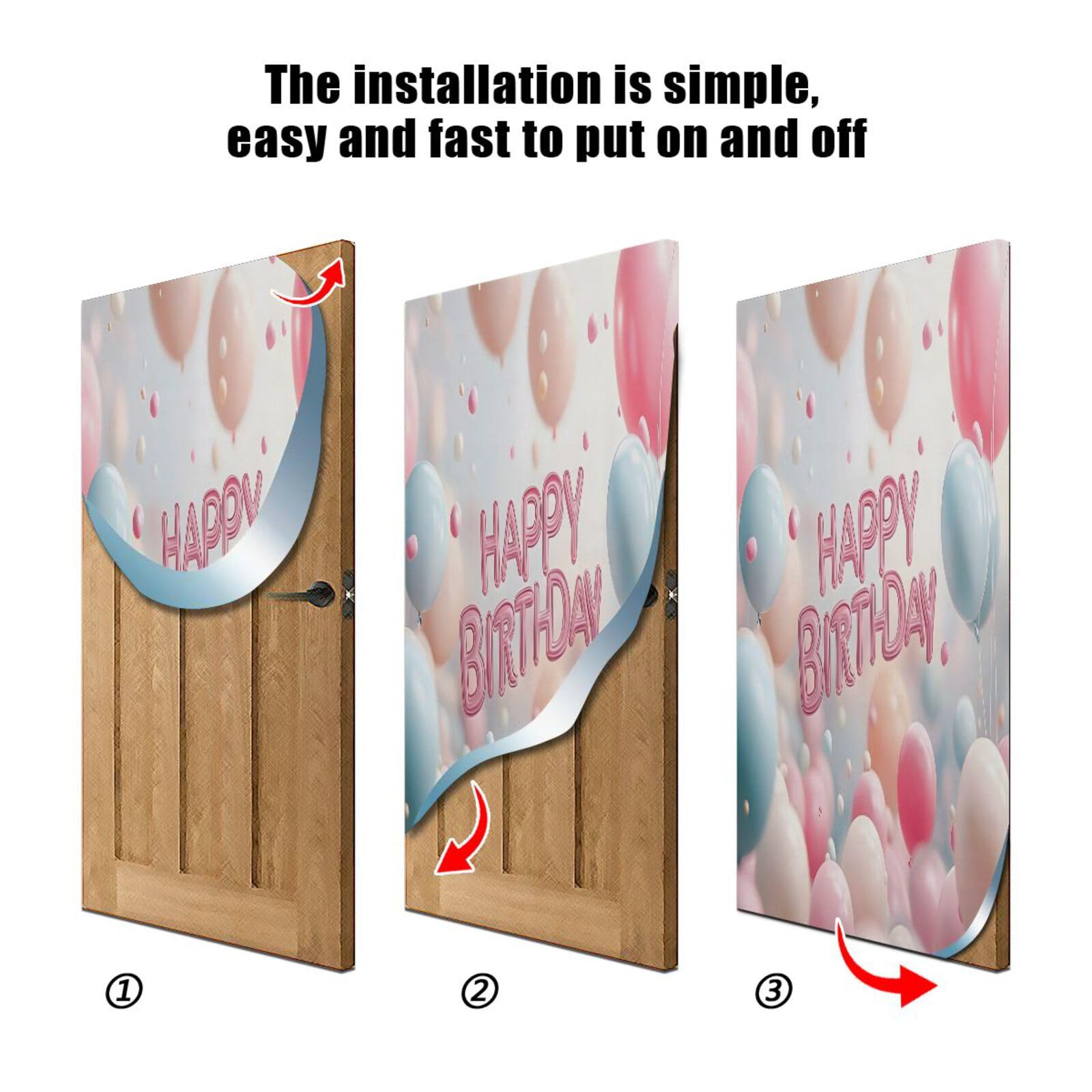 FLildon Birthday Dreamy Balloons Door Cover Decoration, Party Accessory Porch Decor for Festive Ornament Room Door Covers 35 x 79 Inch