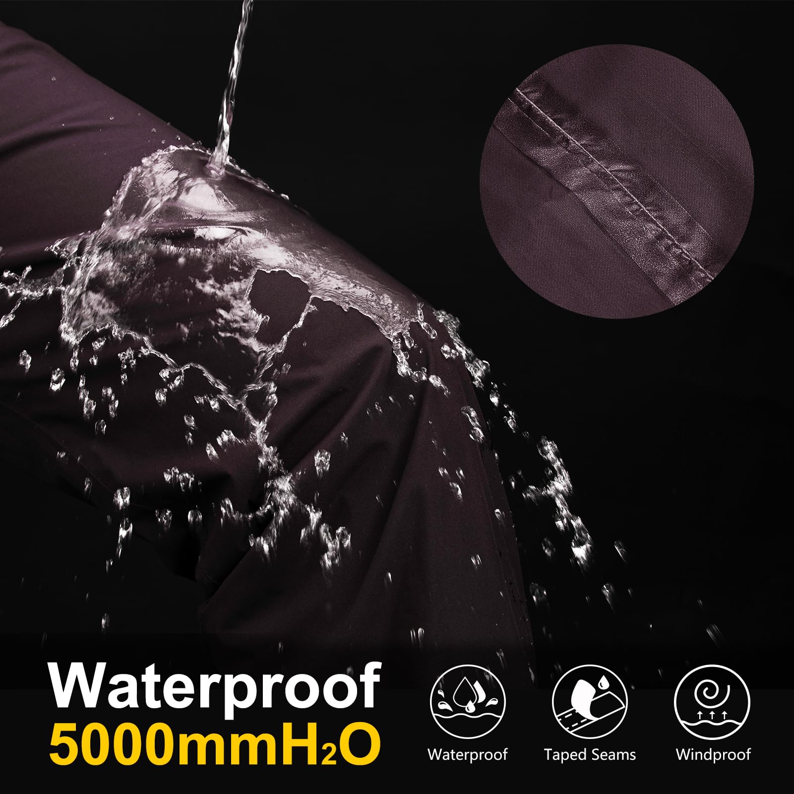 33,000ft Pantalon de Pluie Femme Respirant Imperméable Pantalon de Randonnée Coupe-Vent Résistant D'extérieur Pantalon de Trekking