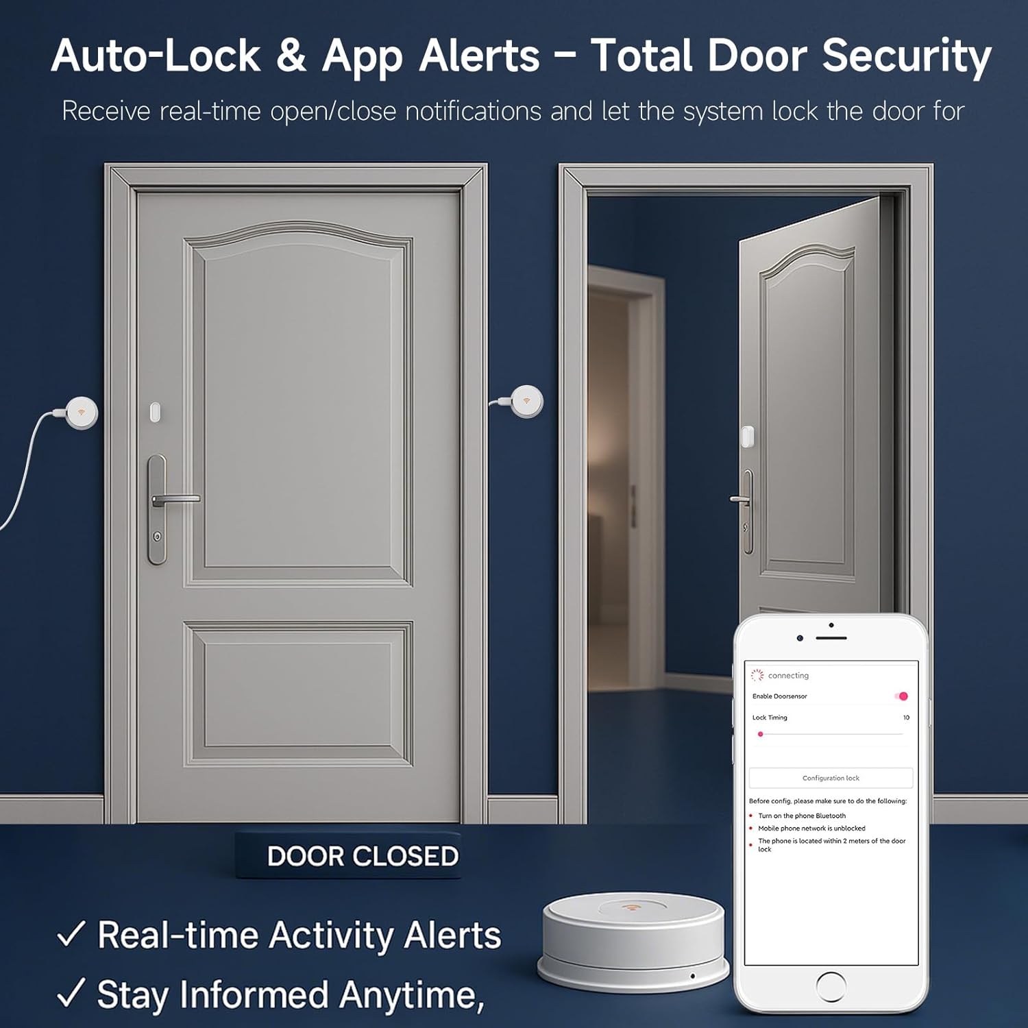 Wi-Fi Bridge (W100) & Door Sensor for WeHere Smart Lockboxes, Door Sensor for Business/Store/Home/Office Security, App Remote Check Door Close or Open