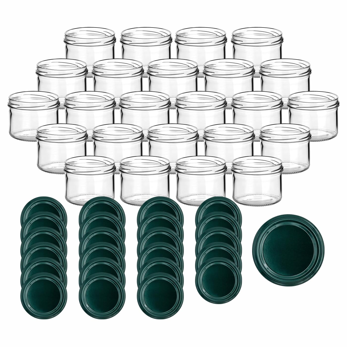 gouveo Set di 24 barattoli per conserve da 100 ml, con coperchio a vite, motivo a quadri, con chiusura Twist-Off (EGD100KB