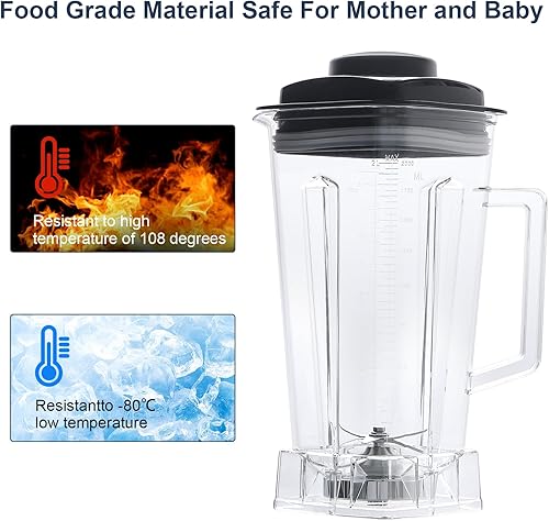 Miniatura 2 de Reemplazo de recipiente de licuadora de 64 onzas para accesorios de repuesto para jarra de licuadora Vitamix 5200