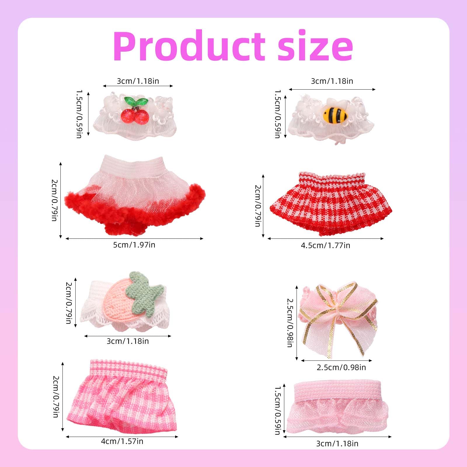 Goktvai 4 Sets 3 Inch Doll Clothes for Sonny Angel Cute Collectible Doll Outfit Accessories Include Tops & Skirts for Adult Collector Gift Decoration & Display (Cherry - Image 2