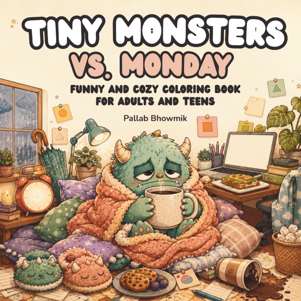 Tiny Monsters vs. Monday: Funny and Cozy Coloring Book for Adults and Teens (Tiny Monsters Coloring Books)