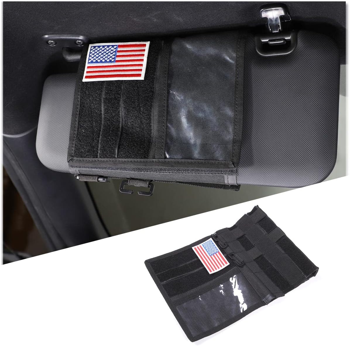 Main Driver Sun Visor Storage Bag Cell Phone Sunglasses and Other Items Storage and Organization Bag 1PCS US Flag Pattern Fit for 86 GT86 2022/Sub@ru BRZ ZD8 2022 (Blue Bar and US Flag Pattern)