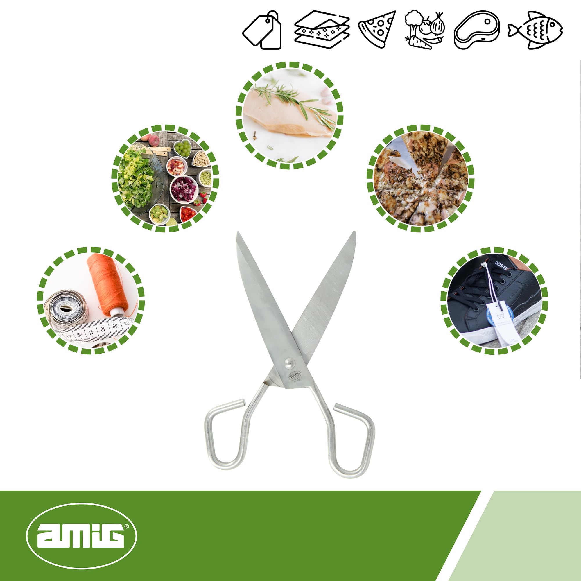 Amig Forbici da cucina multiuso in acciaio inox temprato 28 cm