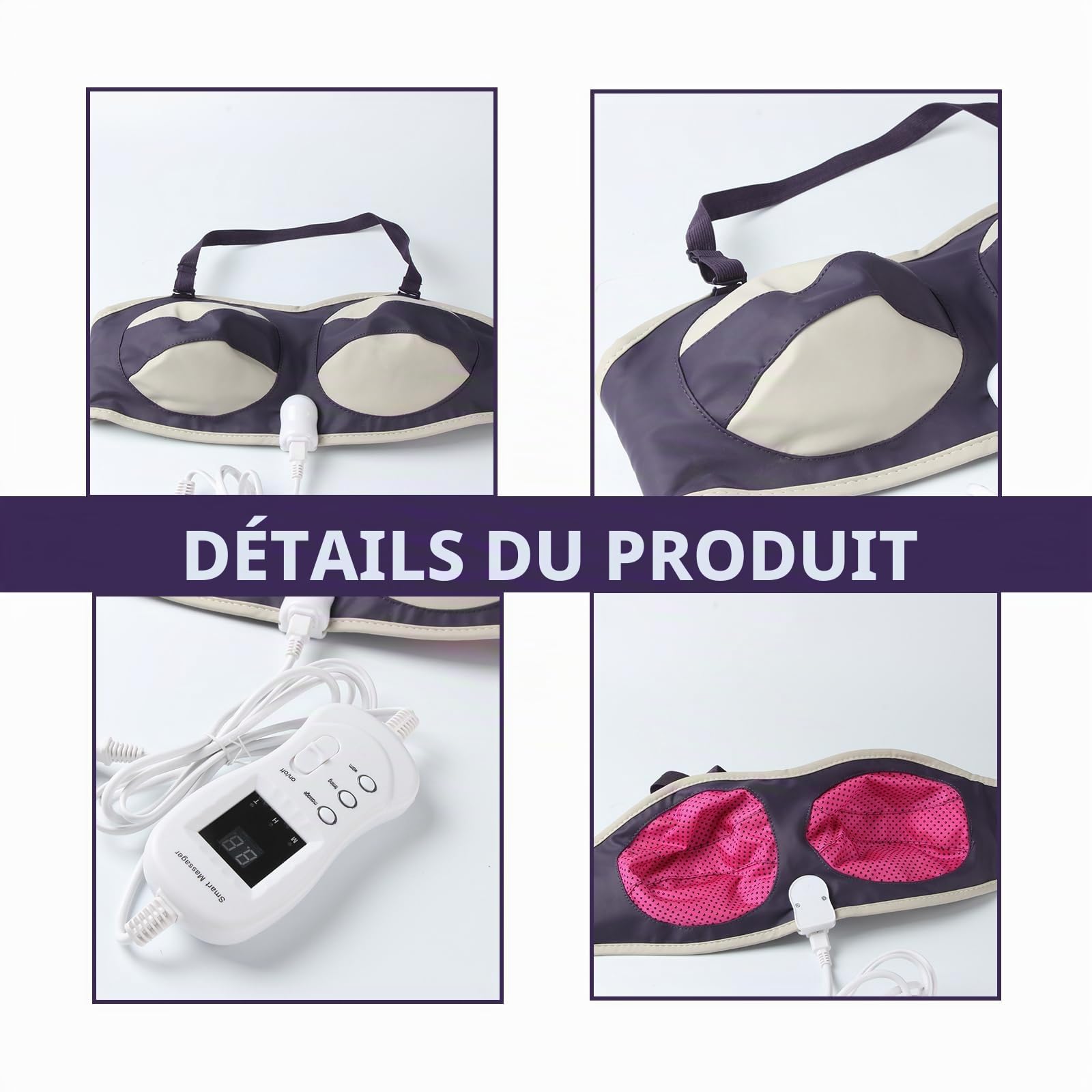 Buhelyc Masseur Mammaire avec 3 réglages de Vibration Soutien-Gorge Rehausseur de Poitrine Vibrant électrique Appareil D'augmentation Mammaire électrique pour la Croissance des Seins(Size:m)