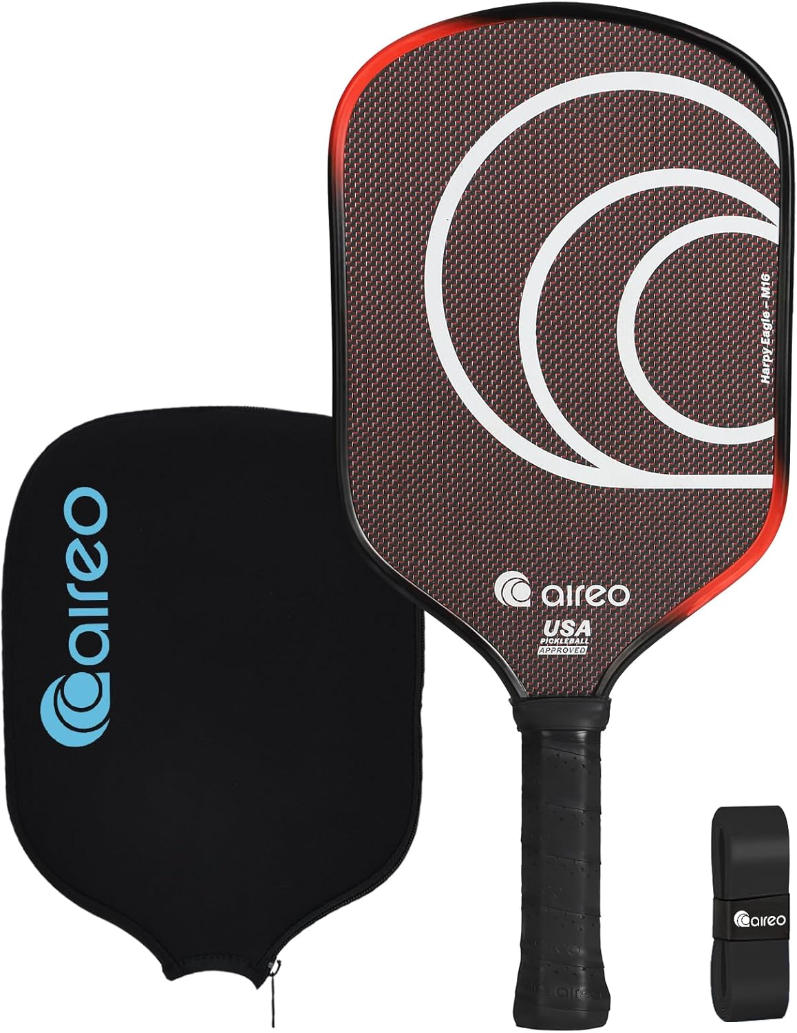 AIREO Harpy Eagle M16 Pickleball Paddle, Metallic Carbon Fiber Surface with 16MM Polypropylene Core, Elongated and Wide-Body Pickleball Paddles, USAPA Approved Pickle Ball Paddle