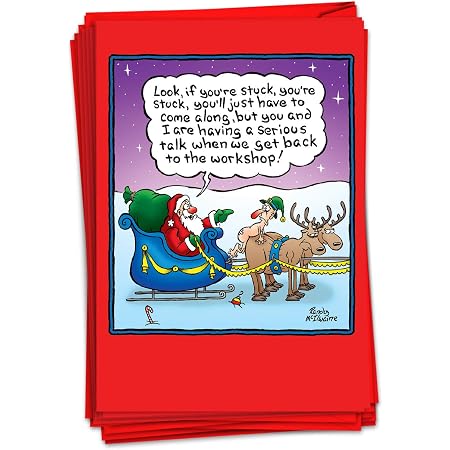 Amazon.com: NobleWorks - 12 Vintage Funny Christmas Cards Boxed - Adult ...