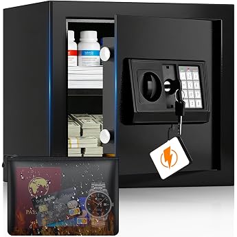40L Digital Safe for Home with Combination Lock and Fireproof Bag | Alarm &amp; Silent Mode, Removable Shelf, USB-C Port, Furnitu