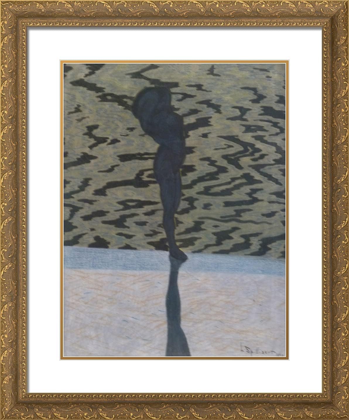 ArtDirect Spilliaert, Leon 20x24 Gold Ornate Framed Art Print with Double Matting Titled: Bather Shade