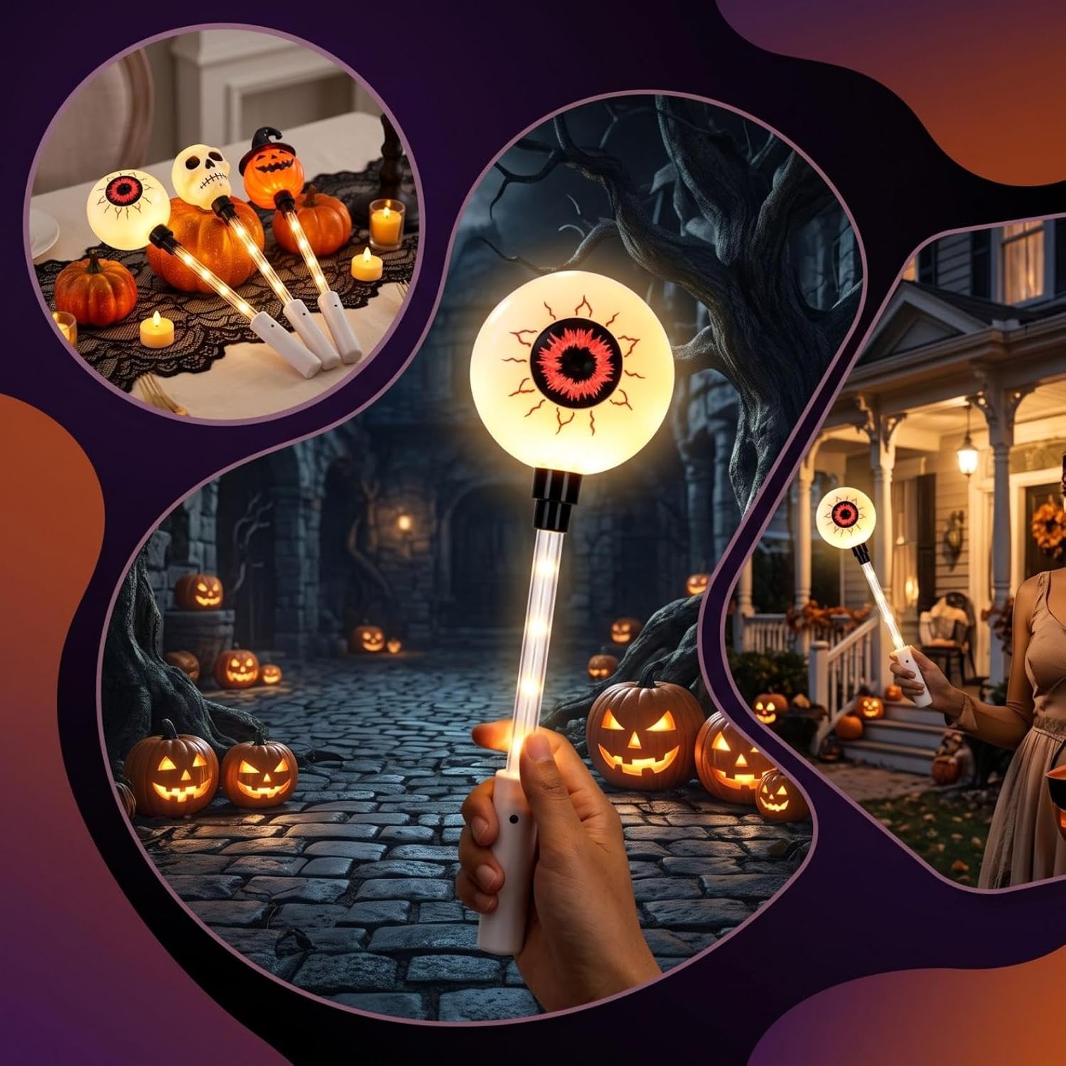 Halloween Light Up Wand for Kids, LED Glowing Ghost Pumpkin Toy, Handheld Party Favors, Trick or Treat Goody Bag Stuffers, Nighttime Carnival Photo Prop Costume Accessories Halloween Decor, Type C image 4