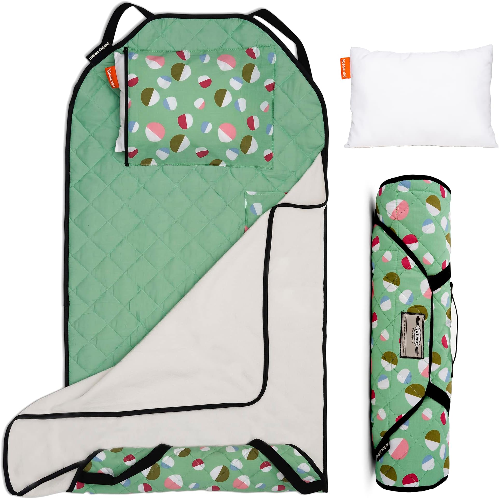 Urban Infant Tot Cot Kids Nap Mat - Toddler Preschool Daycare Bedding Cover with Blanket and Pillow