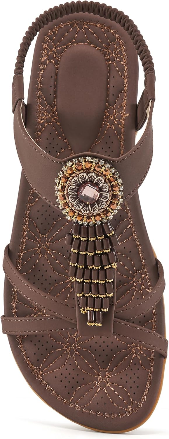 Alicegana Women’s Flat Sandals Dressy Summer Comfortable Bohemian Walking Beach Travel Shoes