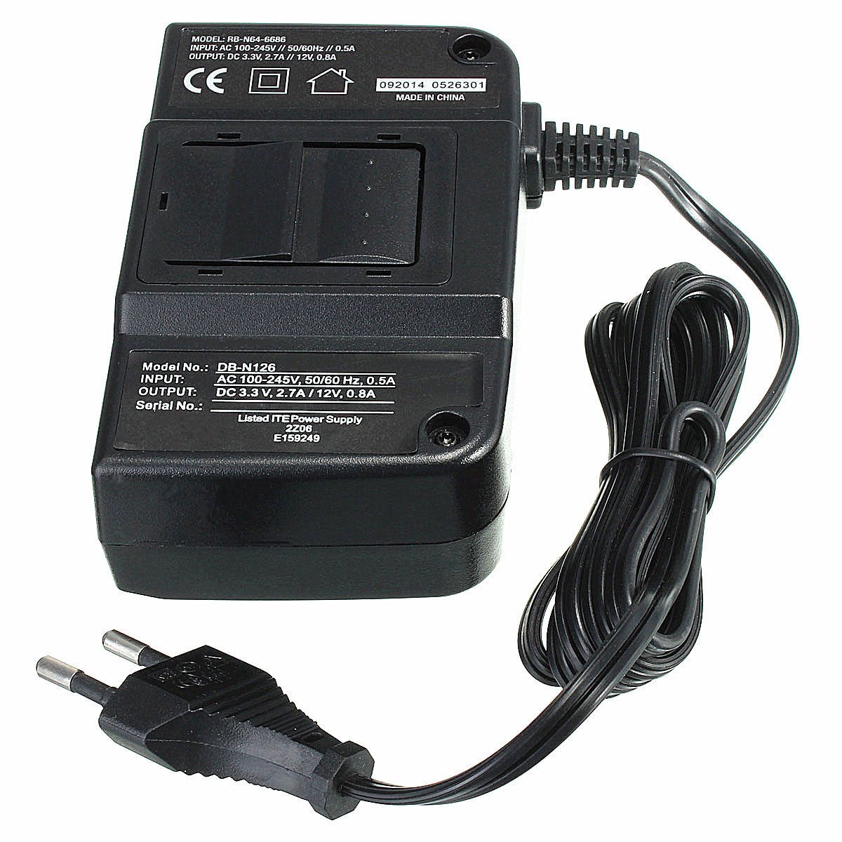 Adaptador de Corriente Compatible con Consolas N64 Entrada AC 220V Salida DC 3.3V 2.7A y 12V 0.8A Enchufe Europeo