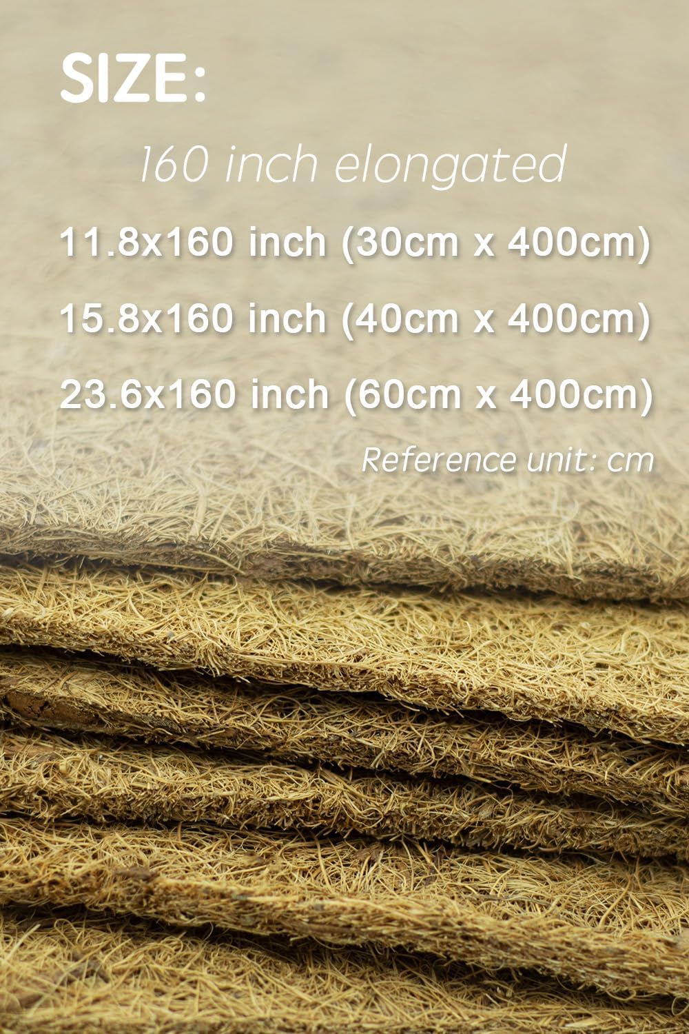 Coconut Fiber Mat, Yarrdfir 24 x 160 inch Natural Coconut Liners for planters Flower Basket, Natural Coconut Fiber mat, Garden Decoration, Animal pet pad, Reptile Carpet, Snow Mat (24 x 160)
